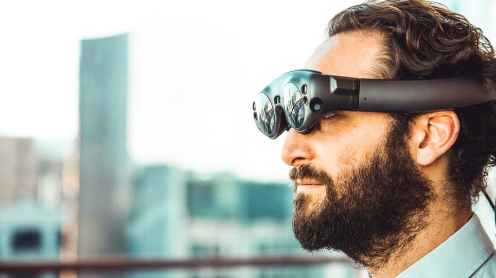 man wearing AR glasses