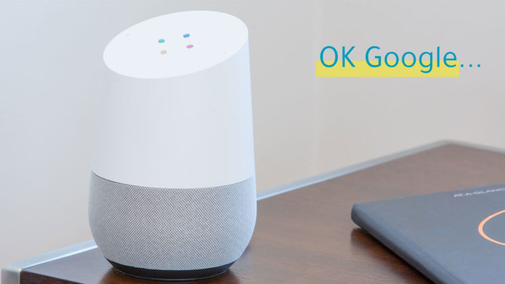 a Google Home on a table