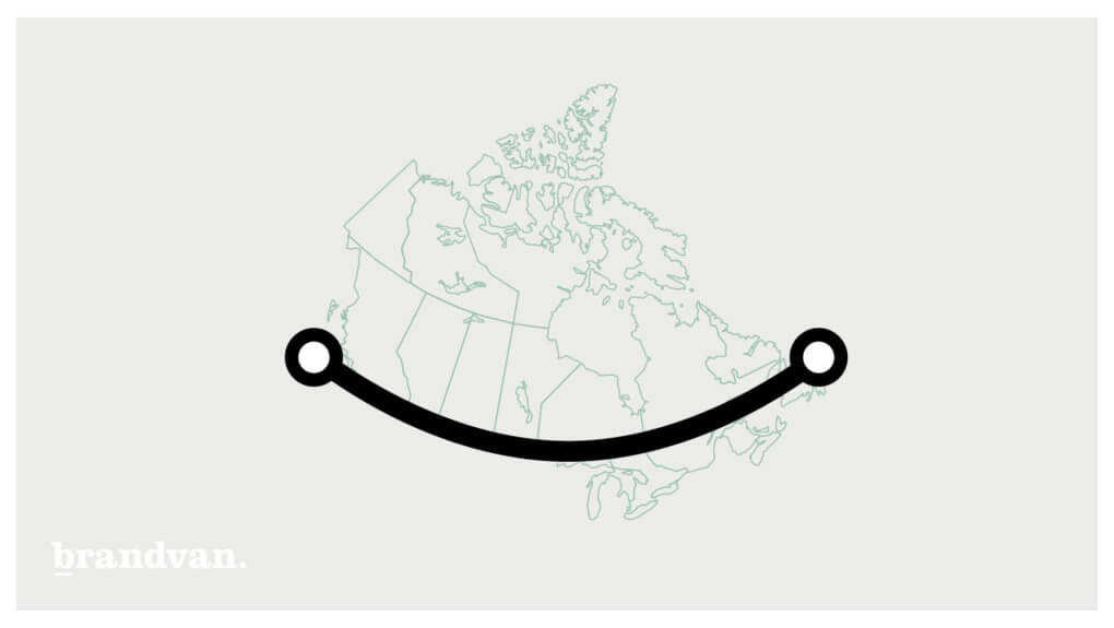 map of Canada with a smile icon stretched across Canada