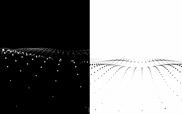 Side-by-side comparison of a static camera frame versus the illusion of forward camera motion in our creative website design