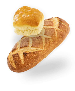 Two pieces of COBS Bread floating
