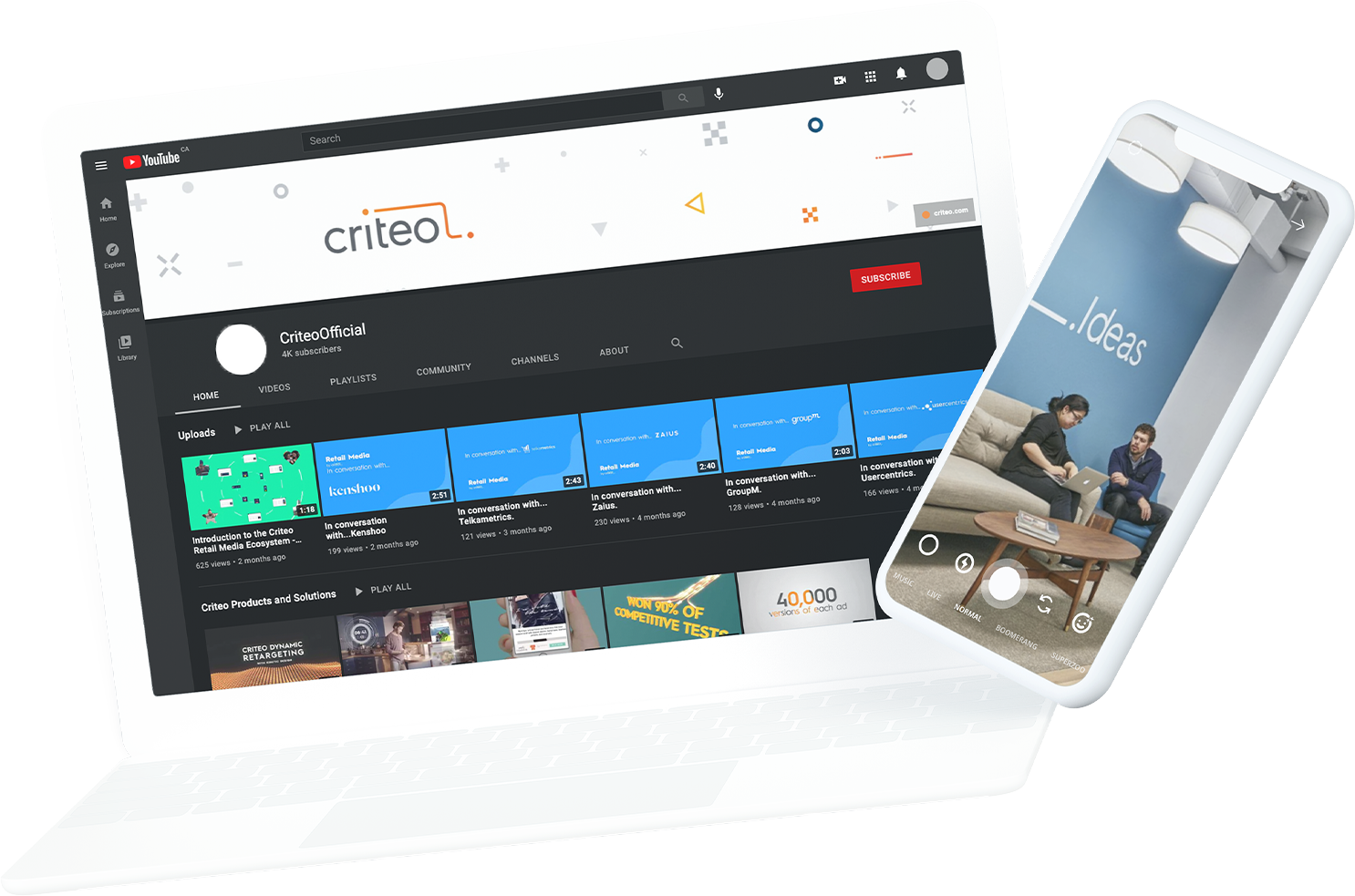Criteo youtube laptop and mobile