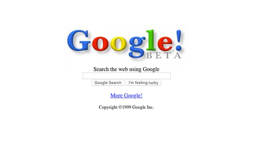 Google's homepage in 1999