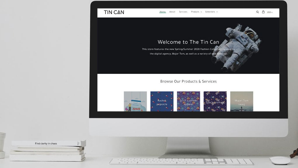 TinCan store by Major Tom website on desktop