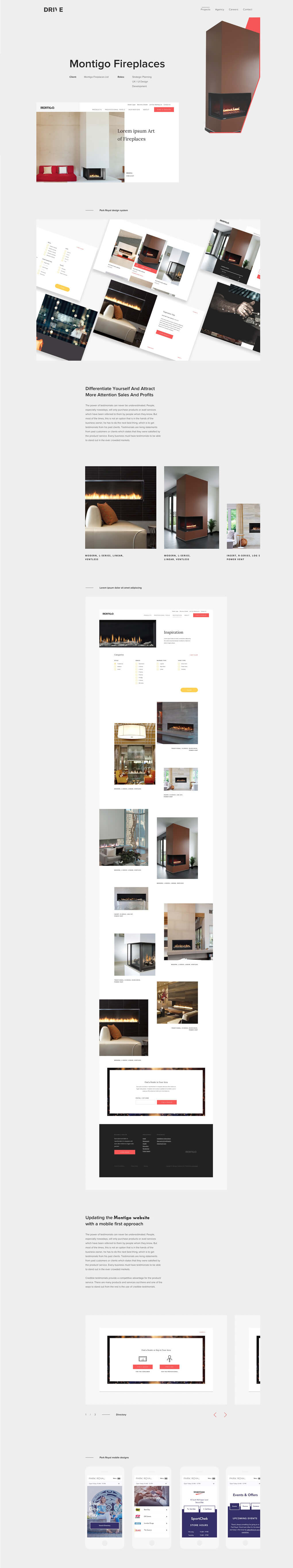 screenshot of Montigo Fireplaces case study web page on Drive Digital website