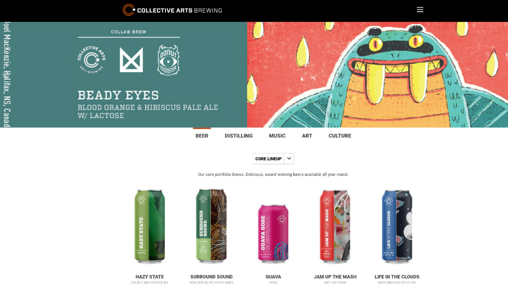Collective Arts beer webpage