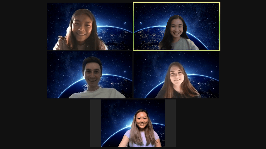 five people on a zoom call