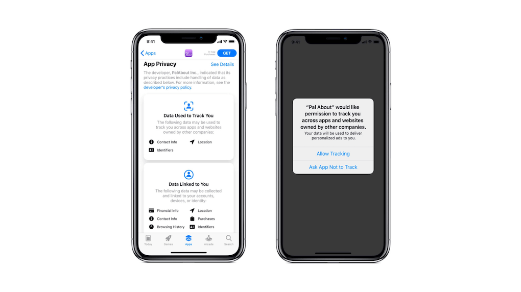 iOS14xfb popup and privacy settings on phone